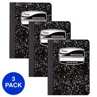 Mead Composition Books, Notebooks, College Ruled Paper, 100 Sheets, Comp Book, Black Marble, 3 Pack (38111)