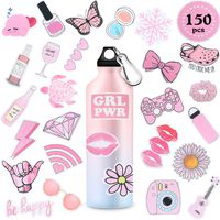 150 Piece Cute VSCO Stickers for Water Bottles, Lovely Aesthetic Hydro Flask Stickers Waterproof Pink Stickers Skateboard Stickers for Teens Girls Water Bottle Laptop Guitar Phone