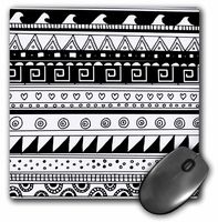 3Drose LLC 8 X 8 X 0.25 Inches Mouse Pad, Black and White Tribal Pattern, Modern Abstract Aztec Patterns, Stylish Contemporary Shapes Rows (Mp_113132_1)
