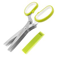 Jenaluca Herb Scissors with 5 Blades and Cover - Cool Kitchen Gadgets - Cutter, Chopper and Mincer - Sharp Heavy Duty Shears for Cutting, Shredding and Cooking Fresh Garden Herbs