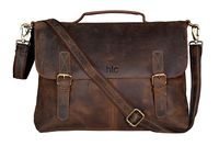 HLC 16 Inch Retro Buffalo Hunter Leather Laptop Messenger Bag Office Briefcase Travel bag