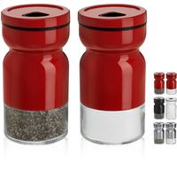 CHEFVANTAGE Salt and Pepper Shakers Set with Adjustable Pour Holes - Red