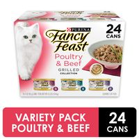 Purina Fancy Feast Gravy Wet Cat Food Variety Pack, Poultry & Beef Grilled Collection - (24) 3 oz. Cans