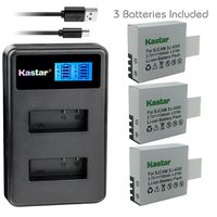 Kastar Battery 3 Pack and LCD Dual Charger for Eken PG1050 & Eken H8 Eken H8 Pro H8R Eken H9 Eken H9R EKO Full HD 1080p WiFi EKO HD 720p EKO Ultra HD 4K WiFi Evolveo MiniDVR DV Evolveo Sportcam A8