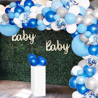 135 Pieces Blue Balloon Garland Arch Kit - White Blue Silver and Blue Confetti Latex Balloons for Baby Shower Wedding Birthday Party Centerpiece Backdrop Background Decoration