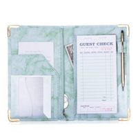 Sonic Server Marble Style Deluxe Server Book for Restaurant Waiter Waitress Waitstaff | Jade Green Marble | 9 Pockets Includes Zipper Pouch with Pen Holder | Holds Guest Checks, Money, Order Pad