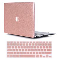 PapyHall MacBook Rtina 13 inch Case, Bling Bling Glitter Design Rubberized Coated Plastic Case & Keyboard Cover for Macbook Pro 13" Rtina Display (NO CD-ROM) Model : A1425/A1502 (Rosegold)
