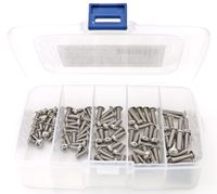 iExcell 100 Pcs #8-32 x 1/4" 3/8" 1/2" 5/8" 3/4" Stainless Steel 304 Hex Socket Button Head Cap Screws Assortment
