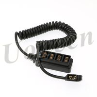 Uonecn Photography Power Coiled cable D-tap B-type male to 4 Port D-Tap Female for Anton Bauer V-mount Battery