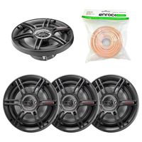Car Speaker Package of 2 Pairs of Crunch CS65CXS 6-1/2-Inch Full Range 3-Way Shallow Mount Black Car Coaxial Audio Speaker Bundle Combo with Enrock 50 Foot 18 Gauge Speaker Wire
