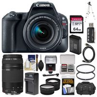 Canon EOS Rebel SL2 Wi-Fi Digital SLR Camera & EF-S 18-55mm is STM (Black) with 75-300mm III Lens + 64GB Card + Case + Flash + Battery & Charger Kit