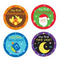 Tiny Ideas Baby's First Holiday Belly Stickers-Easter, Mother's Day, Father's Day, Fourth of July, Halloween, Thanksgiving, Christmas, Hanukkah, New Year, Valentine's Day, Grandparents Day