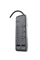 Woods 41619 Surge Protector with Resettable Safety Overload Feature, 8 Outlets, 3540J of Protection, 6 Foot Cord, Black