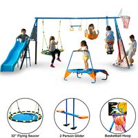 FITNESS REALITY KIDS 'The Ultimate' 8 Station Sports Series Metal Swing Set