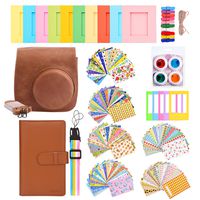 Sunmns Camera Accessories Bundle Kit Set for Fujifilm Instax Mini 9, Accessory Include Case, Album, Film Stickers, Desk Frames, Hanging Frame, Filters, Strap (Brown)