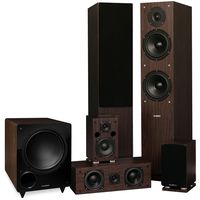 Fluance Elite Series Surround Sound Home Theater 5.1 Channel Speaker System Including Three-Way Floorstanding, Center Channel, Rear Surround Speakers and a DB10 Subwoofer - Walnut (SX51WR)