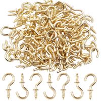 Mini Ceiling Screw Hooks, 100 Pieces 1/2 Inch Cup Hooks Screw-in Hooks for Hanging Plants Mug Arts Decorations, Gold