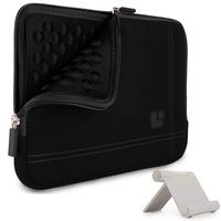 SumacLife Black Bubble Padded Shock Absorbent Tablet Sleeve with Multi Angle Stand Suitable for Asus ZenPad 10, 3S 10, Z10, ChromeBook Flip C101 C101PA, Transformer Mini T102HA T103HAF