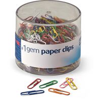 Officemate Vinyl Coated # 1 Paper Clips, 500/Tub, Assorted Colors (97630)