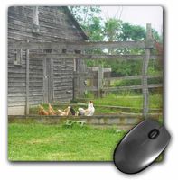 3dRose LLC 8 x 8 x 0.25 Inches Mouse Pad, Country Chicken and Rooster Pen with Barn (mp_44919_1)