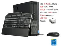 Dell Optiplex 9020 SFF High Performance Business Desktop Computer (Intel Quad-Core i5-4590 up to 3.7GHz, 8GB RAM, 250GB SSD, USB WiFi Adapter, Windows 7 Professional 64 Bit) (Renewed)
