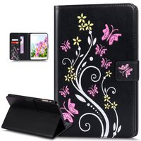 iPad mini Case,ikasus Colorful Embossing Butterfly Flower Premium PU Leather Flip Wallet Pouch Stand Credit Card ID Holders Protective Case Cover for iPad mini/iPad mini 2/ iPad mini 3 (2014),Black