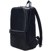 Alpine Swiss Men's Sloan Slim 14.1" Laptop Backpack Top Grain Leather Black