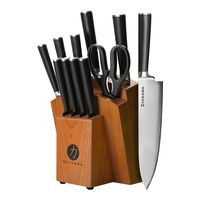 Ginsu Gourmet Chikara Series Forged 12-Piece Japanese Steel Knife Set – Cutlery Set with 420J Stainless Steel Kitchen Knives – Finished Hardwood Block, 07132DS