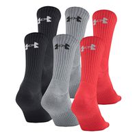 Under Armour Adult Charged Cotton 2.0 Socks, 6-Pairs, Red/Assorted, Medium