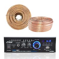 Pyle PCAU48BT Amplifier Receiver with Bluetooth USB/SD Readers AUX CD Inputs & LED Display, Enrock Audio 18 AWG Gauge 100 Feet Speaker Wire Cable