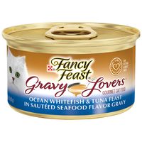Purina Fancy Feast Gravy Wet Cat Food, Gravy Lovers Ocean Whitefish & Tuna Feast in Seafood Gravy - (24) 3 oz. Cans