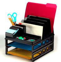 Officemate Front Load Sorter and Organizer with Two Letter Trays, Black (22132)