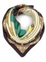 YOUR SMILE Silk Like Scarf Women's Fashion Pattern Large Square Satin Headscarf,Beige&Green