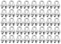 BRUFER 98201 Wire Rope Clamp Clip for Cables Zinc Plated - 1/8" inch - Bulk Pack of 40 Pieces