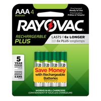 Rayovac Rechargeable AAA Batteries, High Capacity Rechargeable Plus AAA Batteries (4 Count)