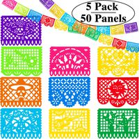 5 Packs Mexican Party Banners Fiesta Plastic Banners Mexican Fiesta Decorations for Party Supplies