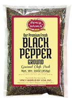 Ground Black Pepper Powder 16 Ounce (1 Pound) Bag - Table Grind - by Spicy World