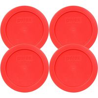 Pyrex 2 Cup Round Storage Cover #7200-pc for Glass Bowls (Pack of 4) - Red Color