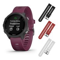Garmin Forerunner 245 GPS Running Smartwatch with Included Wearable4U 3 Straps Bundle (Berry 010-02120-01, Black/Red/White)
