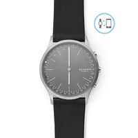 Skagen Connected Men's Jorn Stainless Steel and Leather Hybrid Smartwatch, Color: Grey, Black (Model: SKT1203)