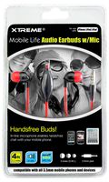 Xtreme 94201 Mobile Life Earbuds - Retail Packaging - Black/Red