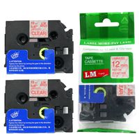 2/Pack - LM Tapes Compatible TZe-132 Red on Clear p-Touch Label Tape, 12mm Laminated replacment TZe132 Tape, TZ132 0.47" Red Ink on Clear Label with a Great Color/Size Guide.