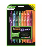 BIC Gel-ocity Quick Dry Retractable Gel Pen, Medium Point (0.7 mm), Assorted Colors, 8-Count