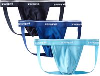 Papi Men's 3-Pack Premium Performance Cotton Jock Strap, Light Blue/Coba, Small