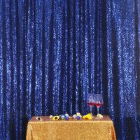 Navy Blue PartyDelight Sequin Backdrop Photography and Photo Booth, Wedding, Curtain, 6FTx6FT