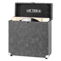 Victrola Vintage Vinyl Record Storage Carrying Case for 30+ Records, Gray