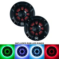 wet sounds REVO 6-SWB Black Closed SW Grille 6.5 Inch Marine LED Coaxial Speakers (Pair) with RGB LED Speaker Rings