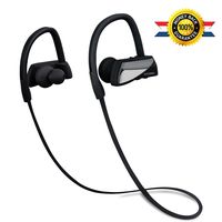 Bluetooth Headphones, ARTEESOL Wireless Noise Cancelling Headsets with Mic HD Stereo Bass Sound IPX7 Sweat Proof Earbuds 8 Hours Battery Earphones with Running Armband for Sports (Black)