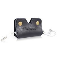Earphone Holder; Wisdompro 1 Pack Genuine Leather Headphone Wrap Winder, Cord Cable Organizer - Black