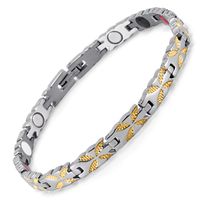 Extra Germanium Strength Magnetic&Negative-ions Therapy Gold-Butterfly 316L Stainless Steel Bracelets for Men Health Stress Relief Wristband [Free Links Removal Tool]